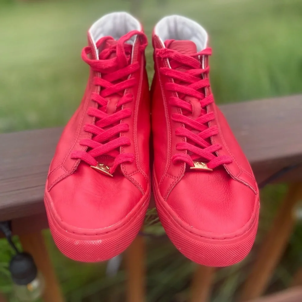 True Religion High Top Leather Sneakers True Red Mens Size 12